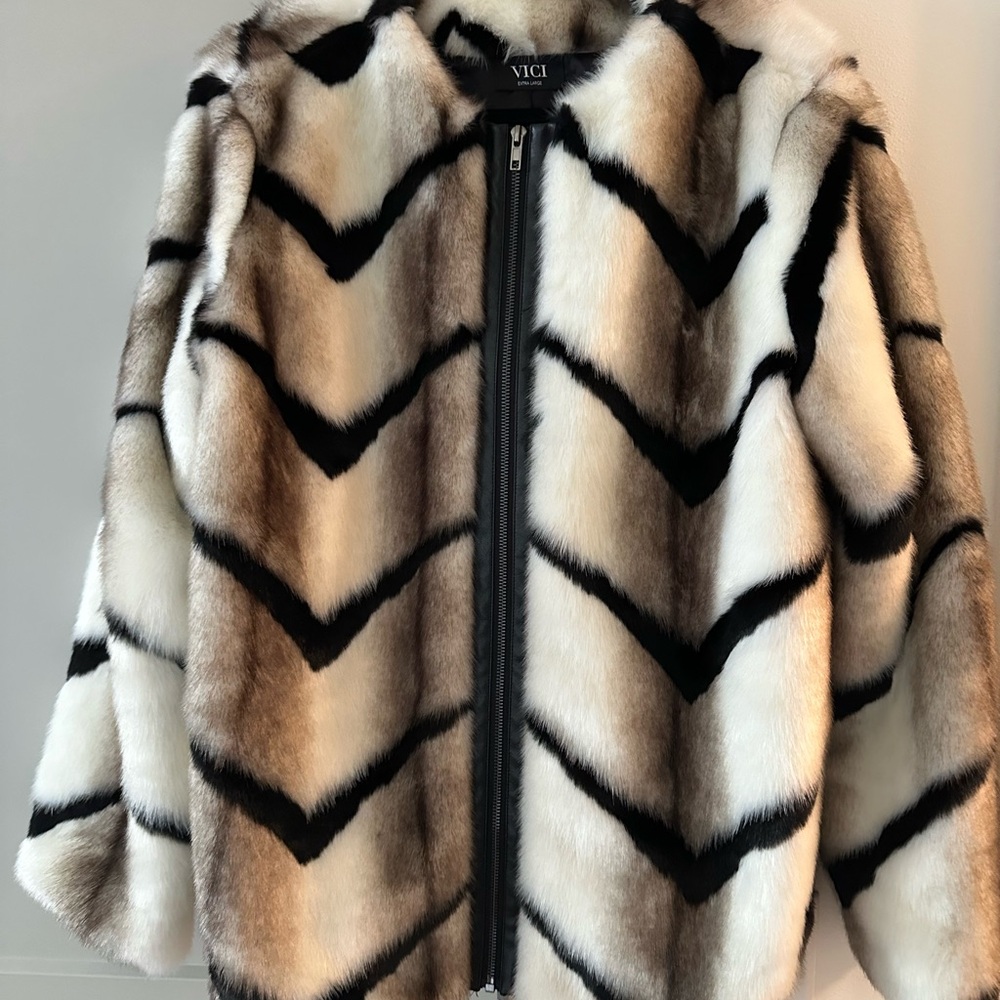 Vici Black and White Faux Fur Jacket